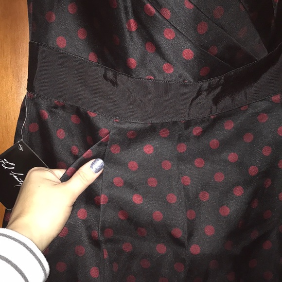 NWT! WHBM Black Dress with Red Polka Dots - Picture 13 of 15